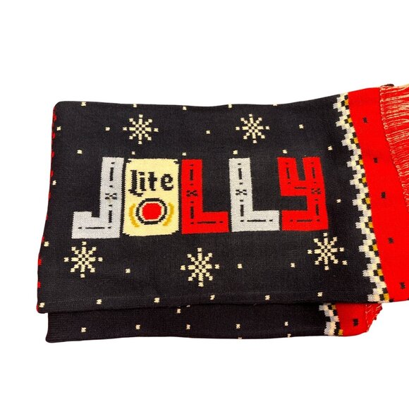 Miller Lite Ugly Christmas Scarf Fringe Knit Winter Headband Set - Picture 2 of 5